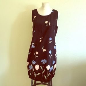 VINTAGE 1990s Black “Painted” Floral Mini Dress